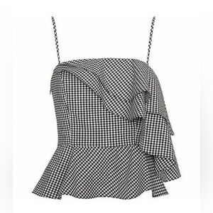 Intermix Thebes Ruffle Black White Gingham Adjustable Spaghetti Strap Top Sz M